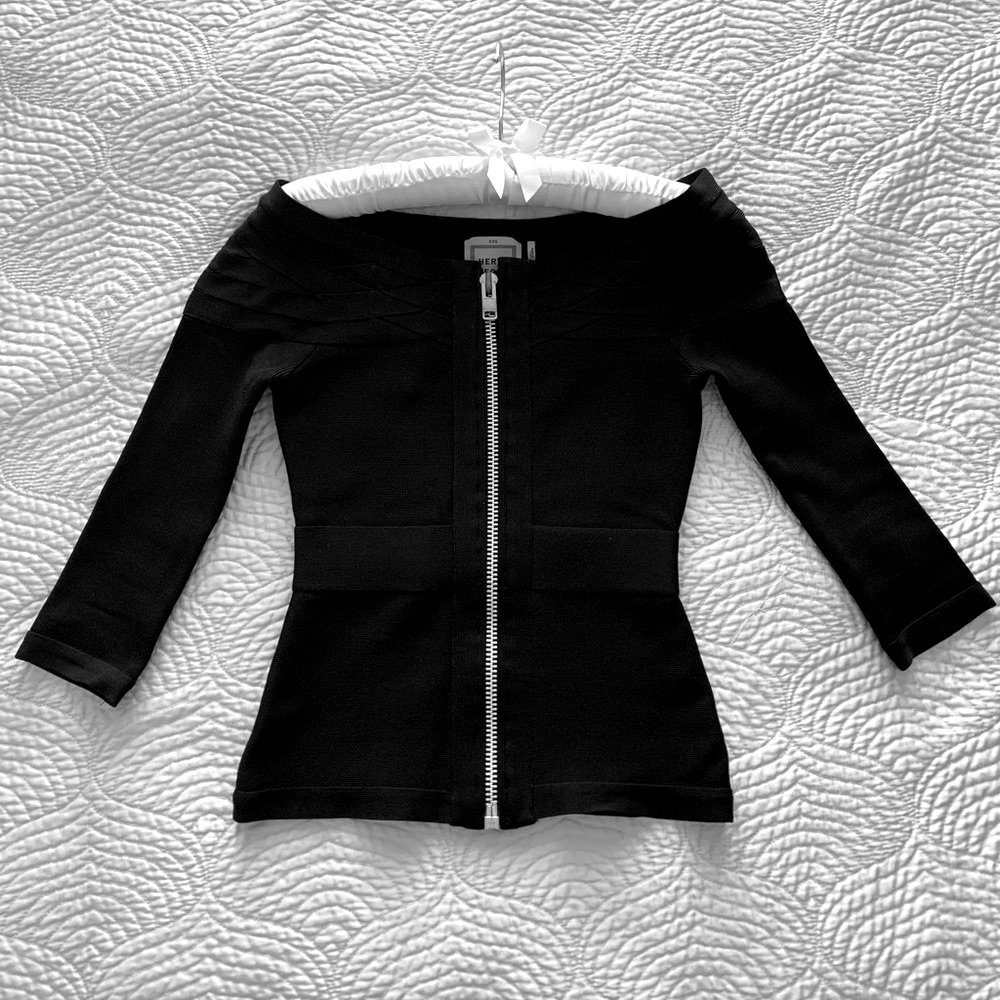 Herve Leger black long sleeved top XXS